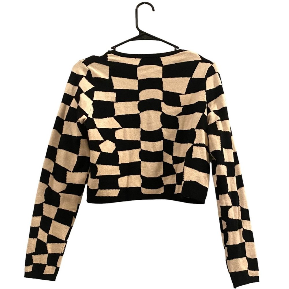Pretty Garbage Geometric Affair Cardigan Black and White S - Picture 2 of 7